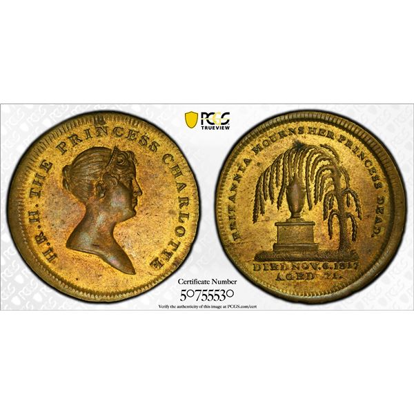 GREAT BRITAIN: George III, 1760-1820, brass medalet, 1817, PCGS MS63