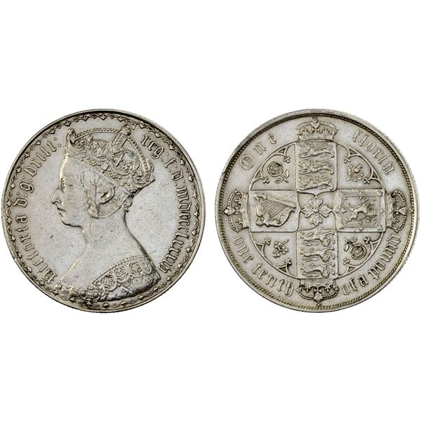 GREAT BRITAIN: Victoria, 1837-1901, AR florin (2 shillings), 1884, XF