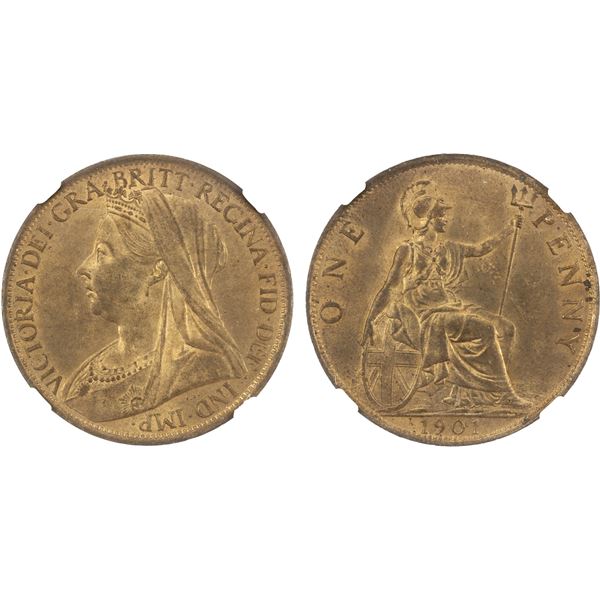 GREAT BRITAIN: Victoria, 1837-1901, AE penny, 1901, NGC MS64 RB