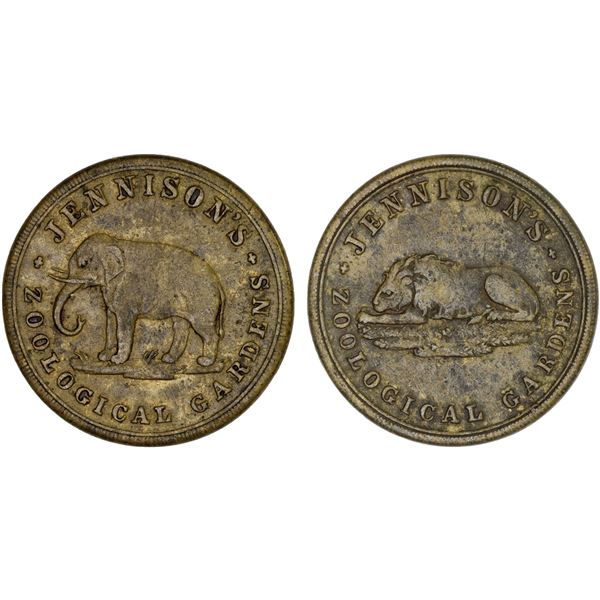 GREAT BRITAIN: Jennison's Zoological Gardens, admission token (6.32g), Manchester, ND (ca. 1870's), 