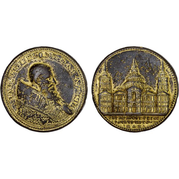 PAPAL STATES: Paul III, 1534-1579, gilt AE medal (42.32g), year XIII, VF