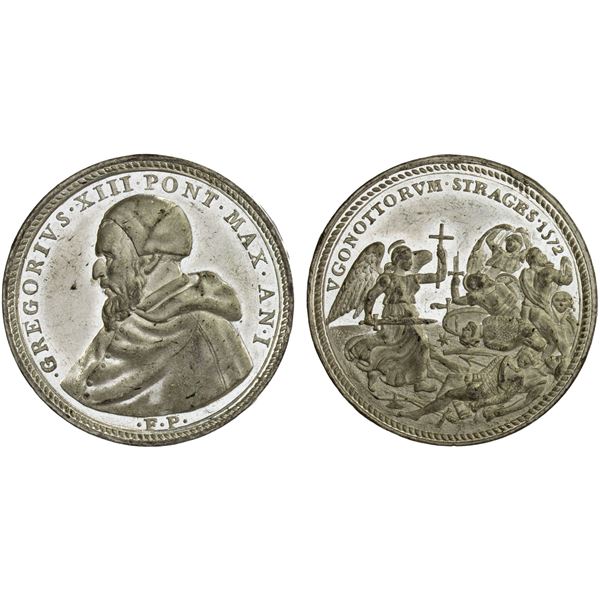 PAPAL STATES: Gregorius XIII, 1572-1585, medal (15.4g), 1572, XF-AU