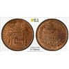 Image 1 : PAPAL STATES: Gregorius XVI, 1831-1846, AE baiocco, 1841-R year XI, PCGS MS63 RB