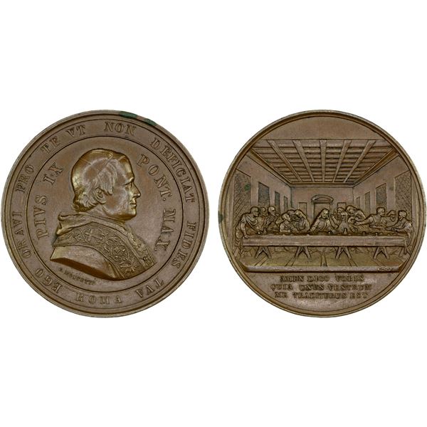 PAPAL STATES: Pius IX, 1846-1878, AE medal (17.22g), ND (1848), AU