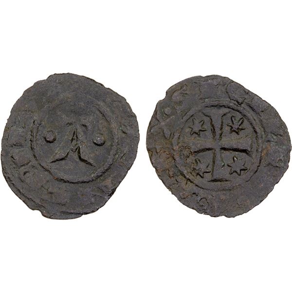 SICILY: Manfredi, 1258-1266, BI denaro (0.46g), VF