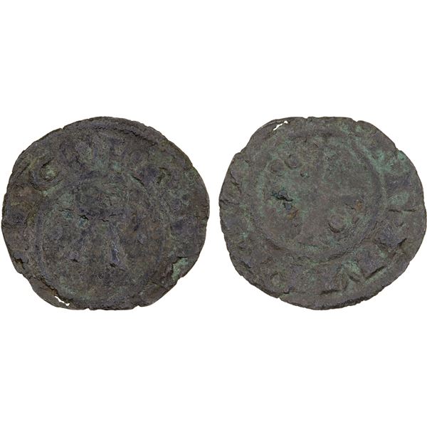 SICILY: Manfredi, 1258-1266, BI ½ denaro (0.22g), Fine
