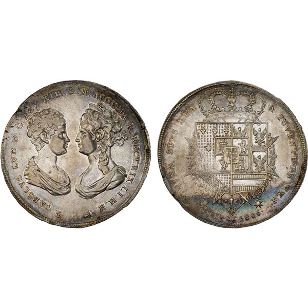 TUSCANY: Charles Louis, 1803-1807, AR francescone (10 paoli), 1806, Choice VF