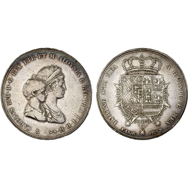 TUSCANY: Charles Louis, 1803-1807, AR 10 lire, 1807, F-VF