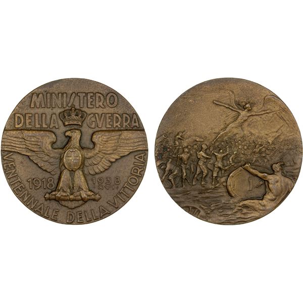 ITALY: Vittorio Emanuele III, 1900-1946, AE medal (27.05g), 1938 year XVI, XF