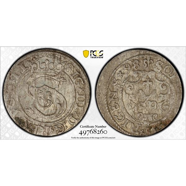 POLISH LIVONIA: Sigismund III, 1587-1629, AR solidus, Riga, [15]98, PCGS MS61