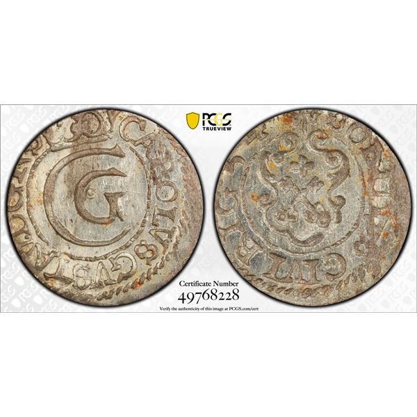 SWEDISH LIVONIA: Karl X Gustav, 1654-1660, AR solidus, Riga, [16]54, PCGS MS62