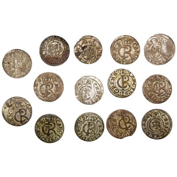 SWEDISH LIVONIA: LOT of 14 coins