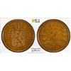 NORWAY: Oscar II, 1872-1905, AE 2 ore, 1884, PCGS MS64 BN