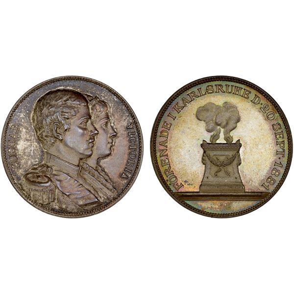 SWEDEN: silvered AE medal, 1881, Unc