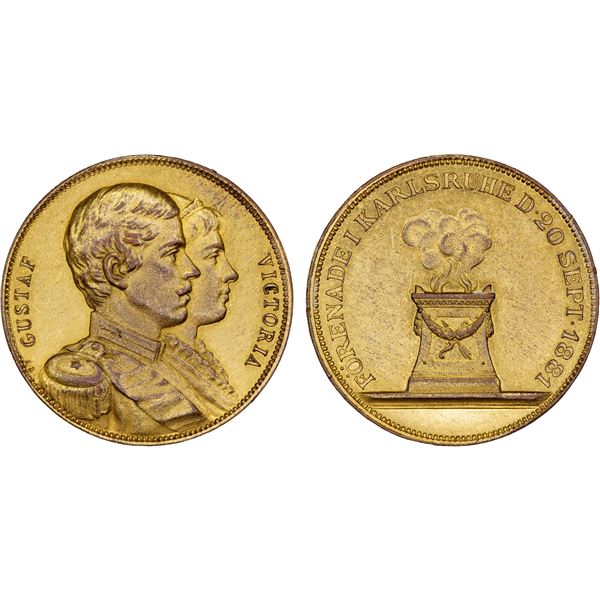 SWEDEN: gilt AE medal, 1881, Unc