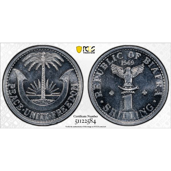 BIAFRA: Republic, 1 shilling, 1969, PCGS MS65
