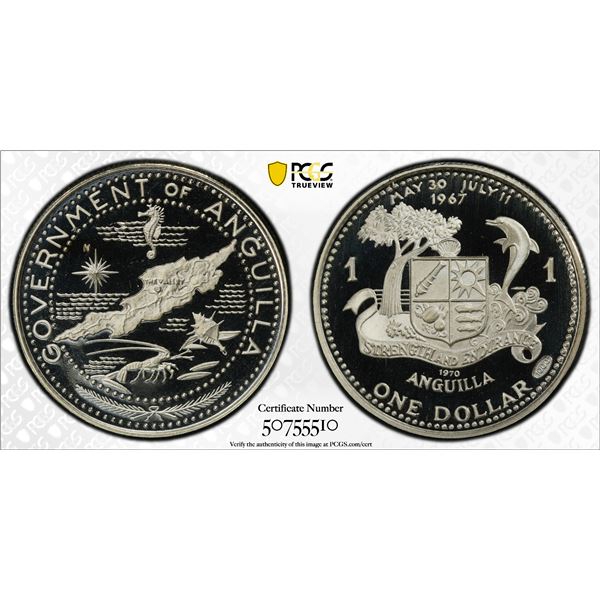ANGUILLA: Elizabeth II, 1952-2022, AR dollar, 1970, PCGS Proof 69 DCAM