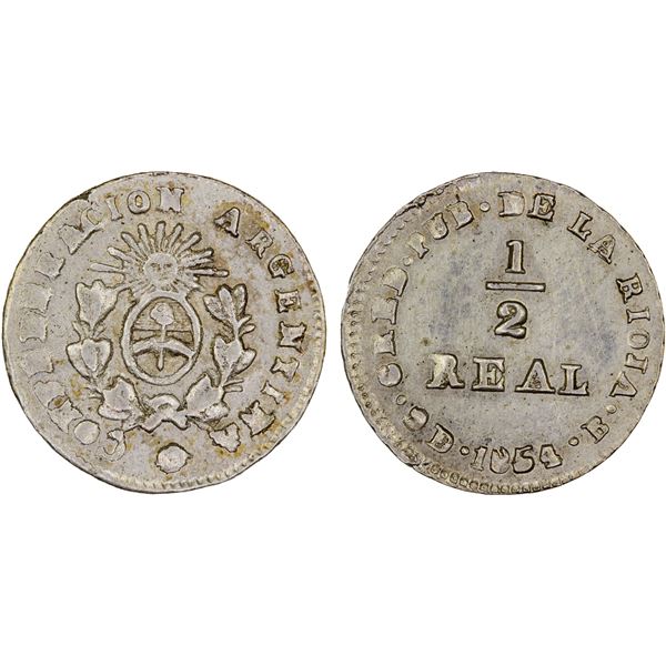 ARGENTINA: La Rioja, AR 1/2 real, 1854, XF-AU