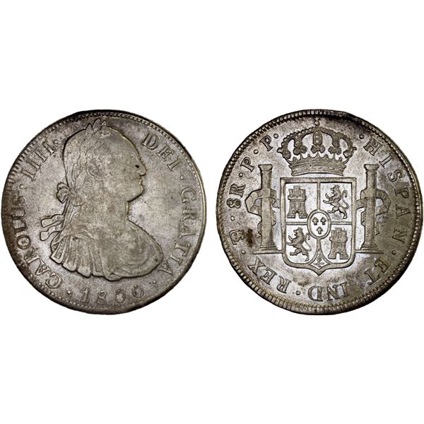 BOLIVIA: Carlos IV, 1788-1808, AR 8 reales, 1800-PTS, VF-XF