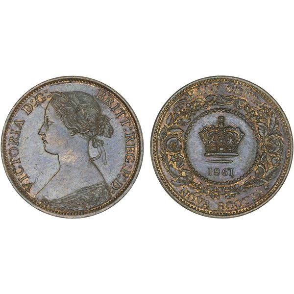 CANADA: Nova Scotia: Victoria, 1837-1901, AE ½ cent, 1861, Unc