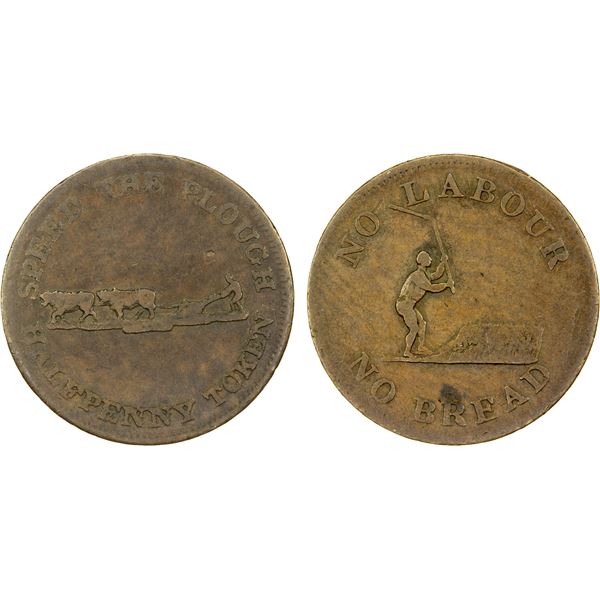 CANADA: Upper Canada, AE 1/2 penny token, ND (1840), VG