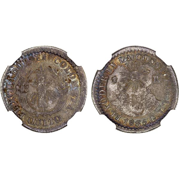 ECUADOR: Republic, AR real, 1835, NGC VF25