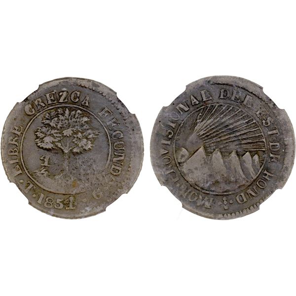 HONDURAS: Republic, AE 4 reales, Tegucigalpa, 1854-TG, NGC VF25