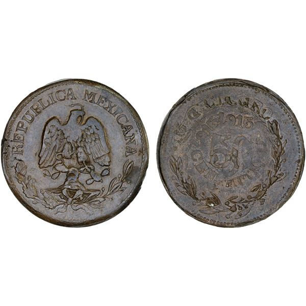 MEXICO: Revolutionary Issue, AE 50 centavos, Guerrero, 1915, AU