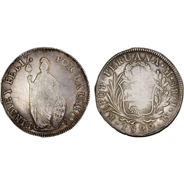 PERU: Republic, AR 8 reales, 1829, XF