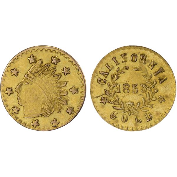 UNITED STATES: AV 25 cents (0.19g), 1853, Unc