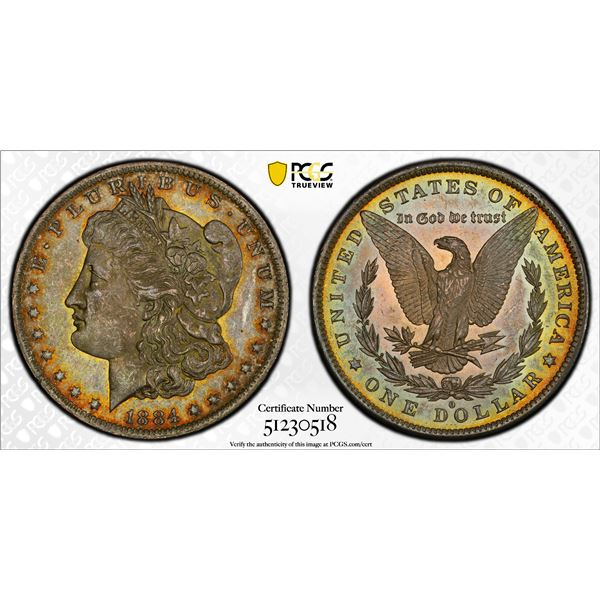 UNITED STATES: AR dollar, 1884-O, PCGS MS64