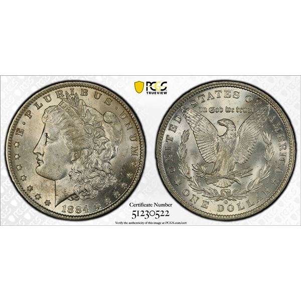 UNITED STATES: AR dollar, 1884-O, PCGS MS63