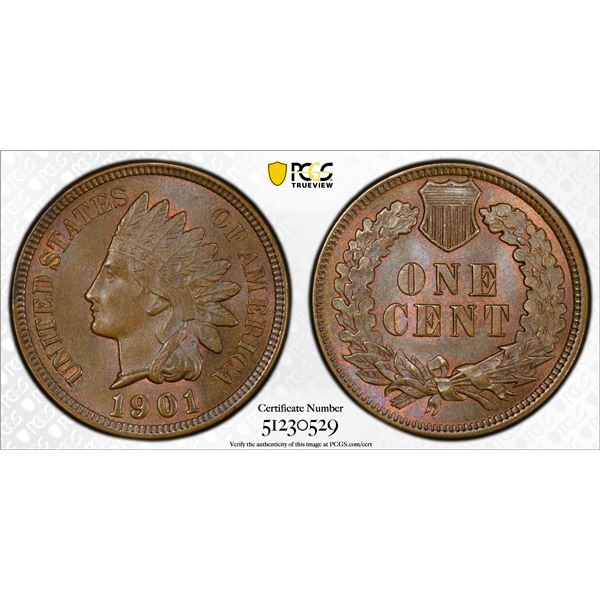 UNITED STATES: AE cent, 1901, PCGS MS65 BN