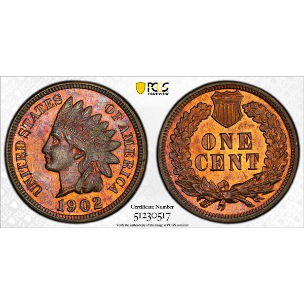 UNITED STATES: AE cent, 1902, PCGS MS63 RB