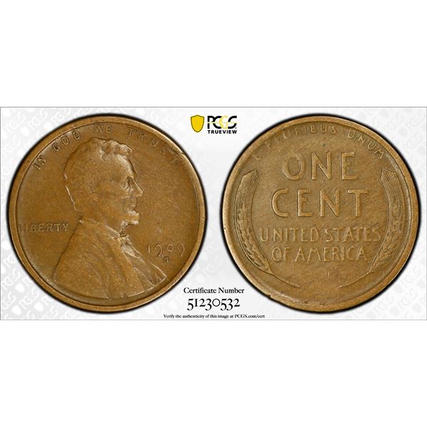 UNITED STATES: AE cent, 1909-S, PCGS VF30