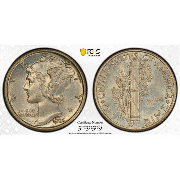 UNITED STATES: AR 10 cents, 1926, PCGS MS63