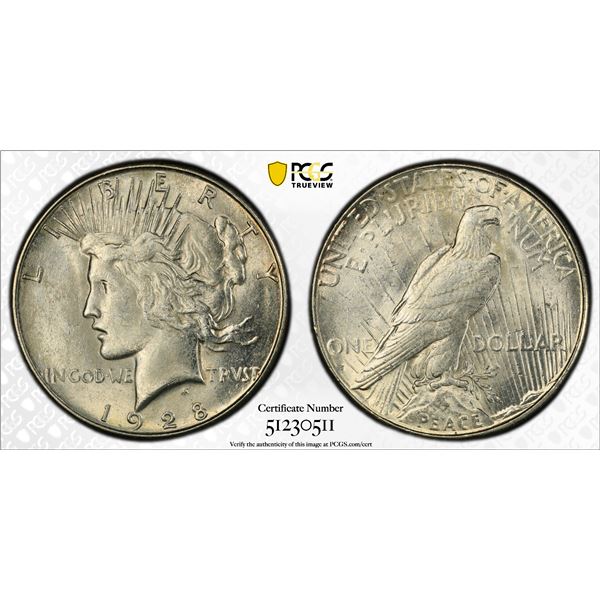 UNITED STATES: AR dollar, 1928-S, PCGS AU58