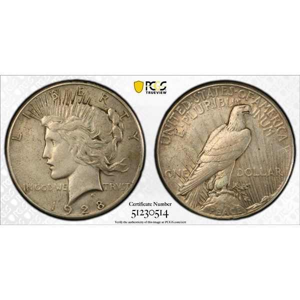 UNITED STATES: AR dollar, 1928, PCGS XF details