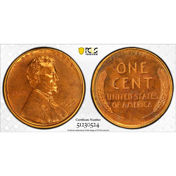 UNITED STATES: AE cent, 1950, PCGS Proof 65 RD