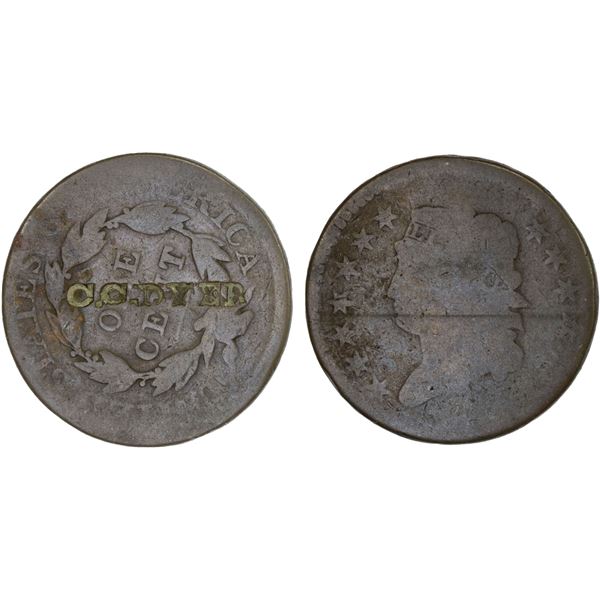 UNITED STATES: AE counterstamped cent, ND(c1830), AG