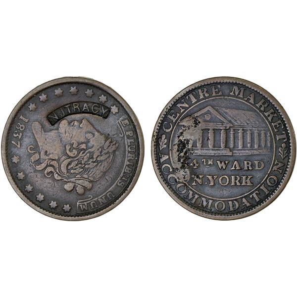 UNITED STATES: AE counterstamped cent, ND(1837), Fine