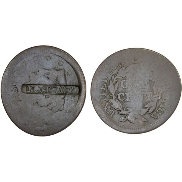 UNITED STATES: AE counterstamped cent, ND(c1850), AG