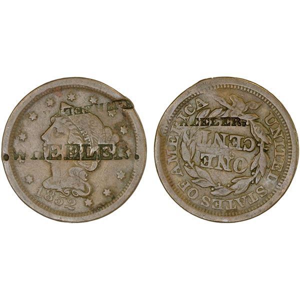 UNITED STATES: AE counterstamped cent, ND, VF on worn host