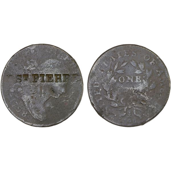 UNITED STATES: AE counterstamped cent, ND, Fine on worn host