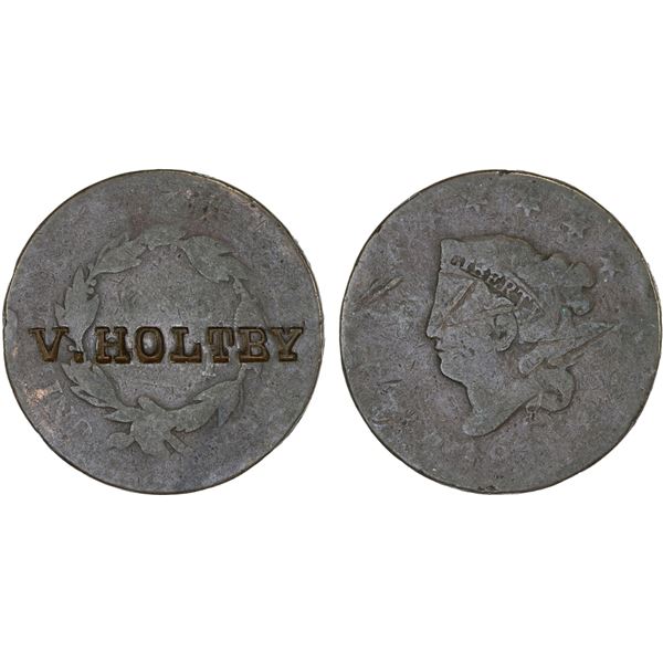 UNITED STATES: AE counterstamped cent, ND, Fine on worn host