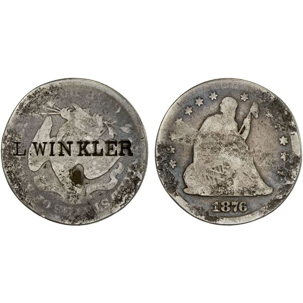 UNITED STATES: AR counterstamped 25 cent, ND(1876), AG