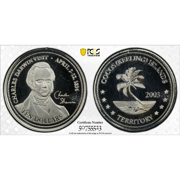 KEELING-COCOS ISLANDS: Republic, AR 10 dollars, 2003, PCGS Proof 64 DCAM