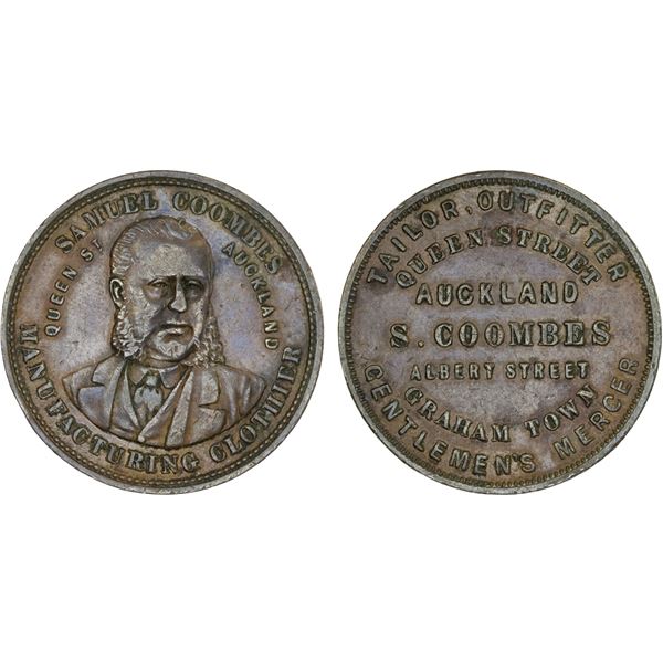 NEW ZEALAND: AE penny token, ND (1874), VF