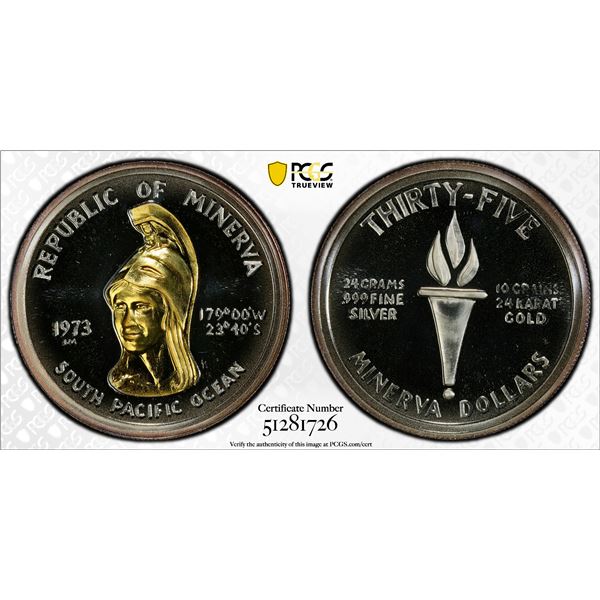 MINERVA: Republic, AR 35 dollars, 1973-LM, PCGS Proof 69 DCAM