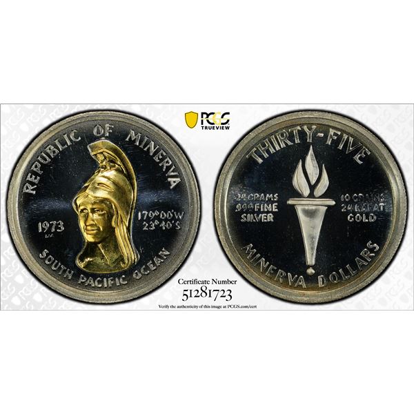 MINERVA: Republic, AR 35 dollars, 1973-LM, PCGS Proof 66 DCAM